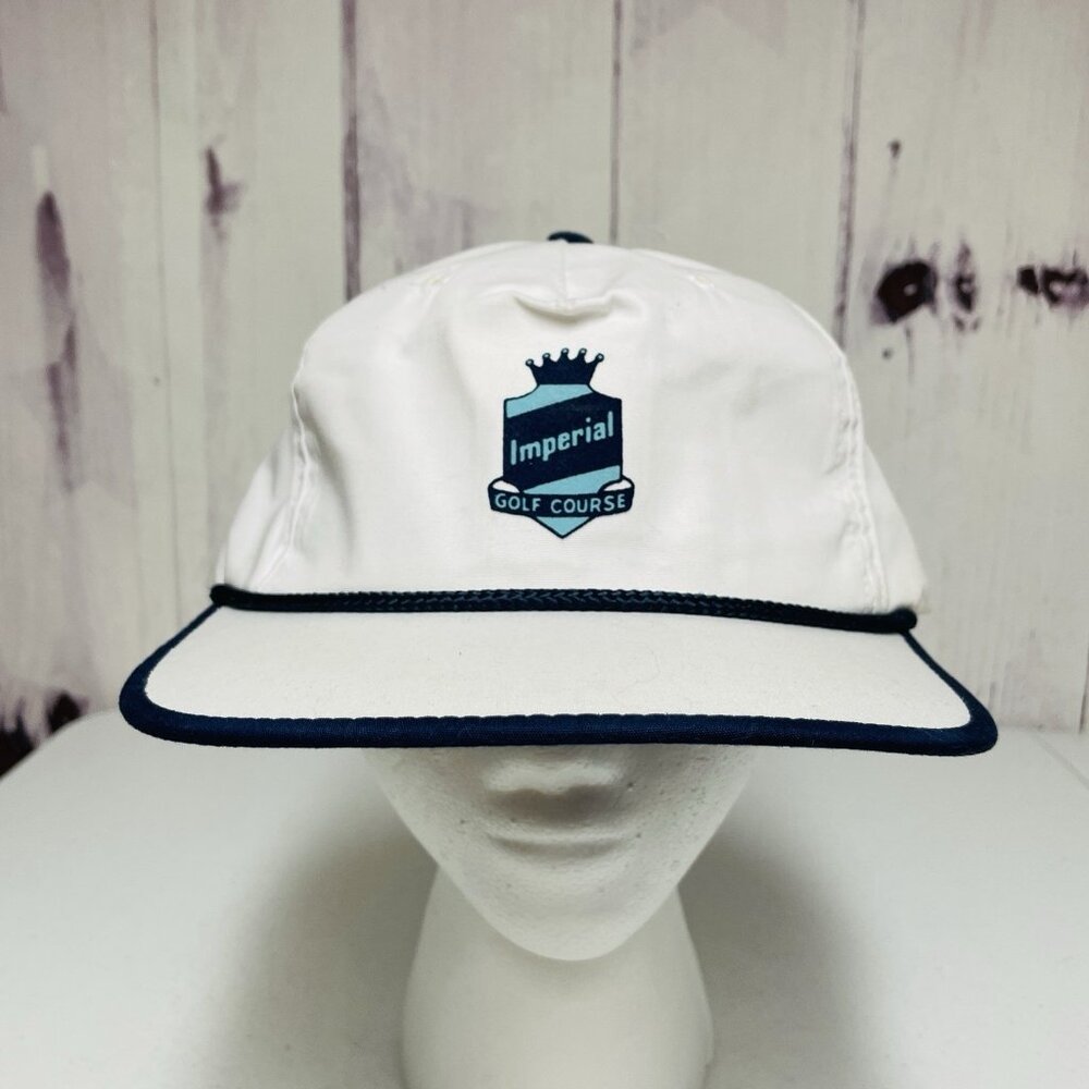 Vintage Imperial Golf Course Aureus White Hat Cap Blue Rope Rare!